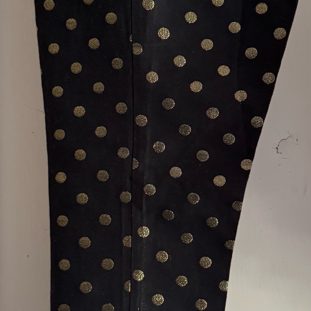 Talbots Black and Gold Polka Dot Straight Leg Pants